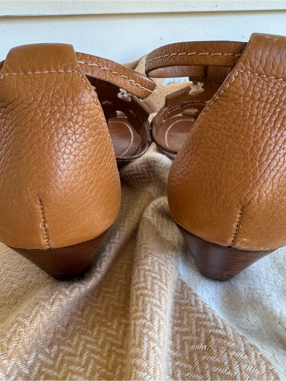 Tory Burch Womens Chandler Wedge Sandals Brown Leather Ankle Strap Size 8.5 M - Picture 5 of 8